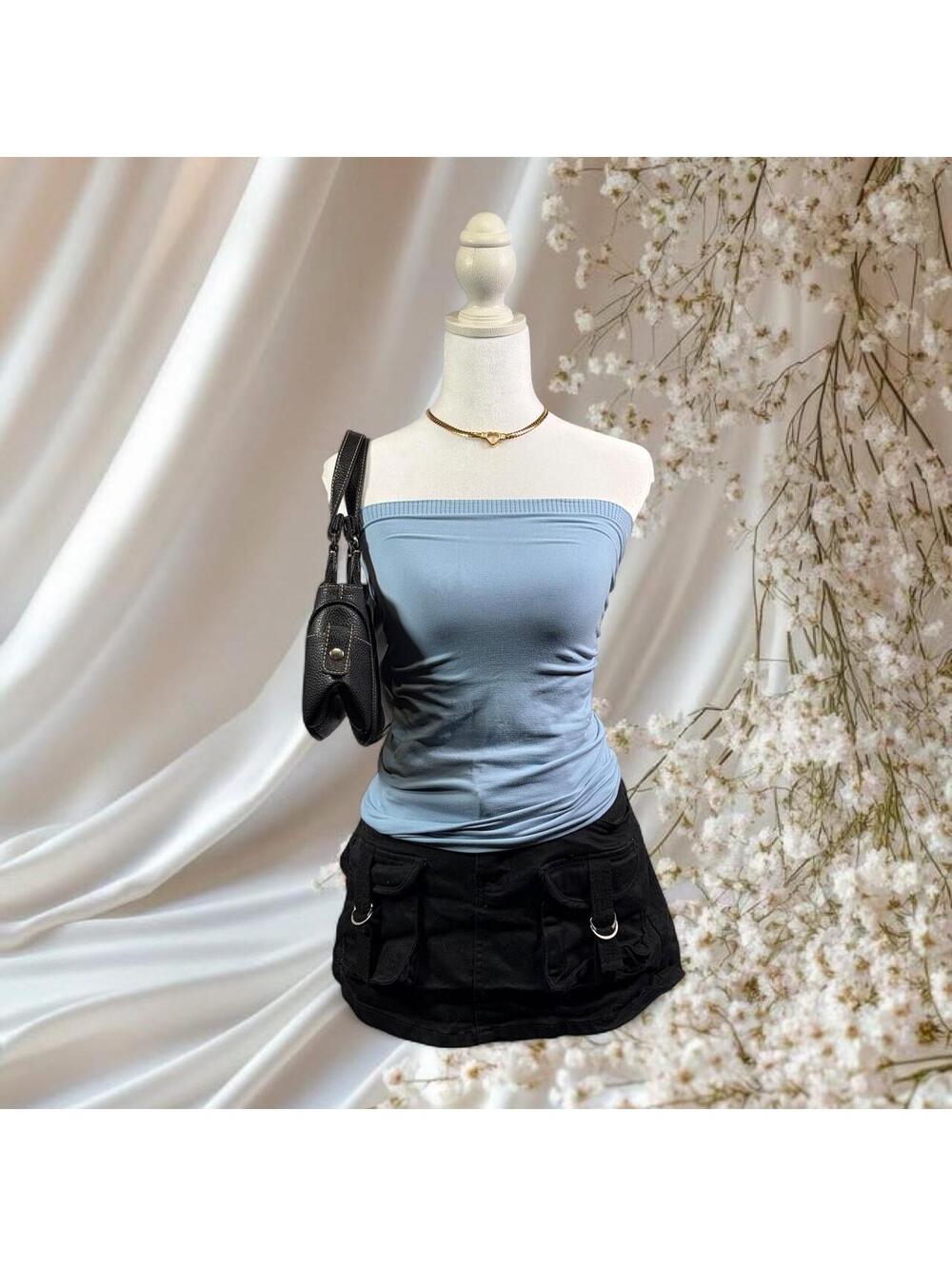 Y2K BEBE BANDEAU TUBE TOP BABY BLUE